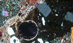Petrographic view of a colourful mineral
